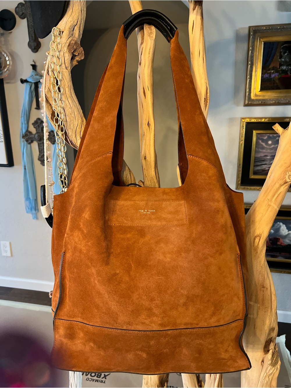 Rag & Bone Suede Tote Bag in Cognac